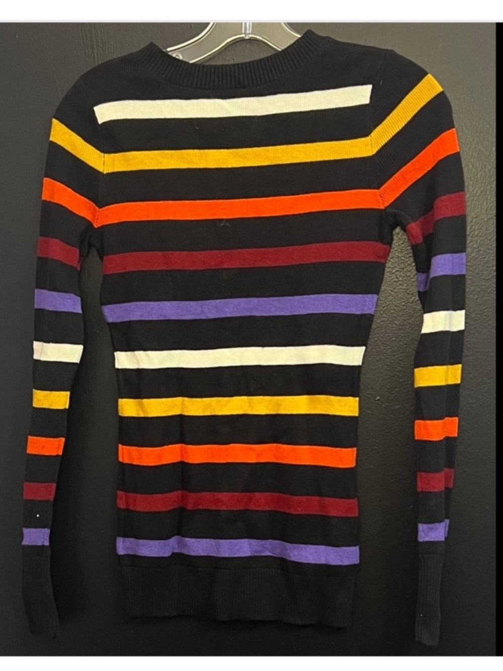 EXPRESS Black Multi-Color Striped Sweater - Picture 2 of 5